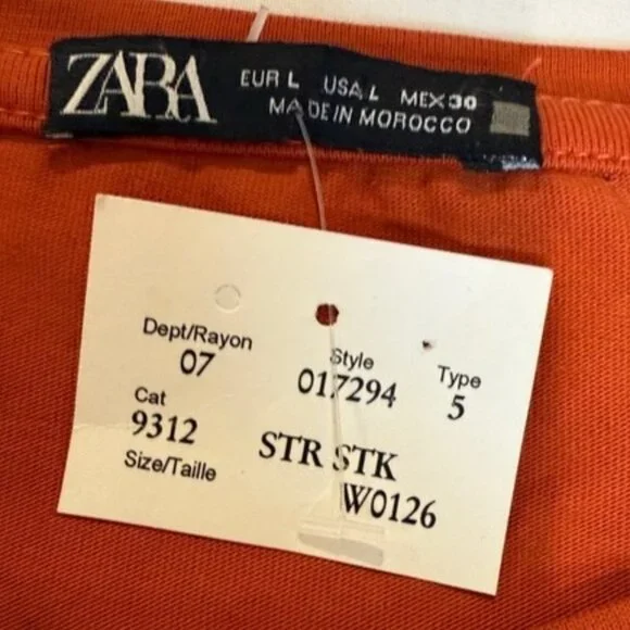 Zara Belted Crop Top L Burnt Orange Buckle Hem Long Sleeve Statement NWOT - Picture 9 of 11